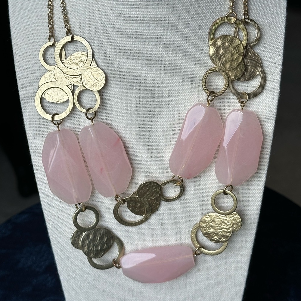 Art Nouveau Necklace with Faux Rose Quartz